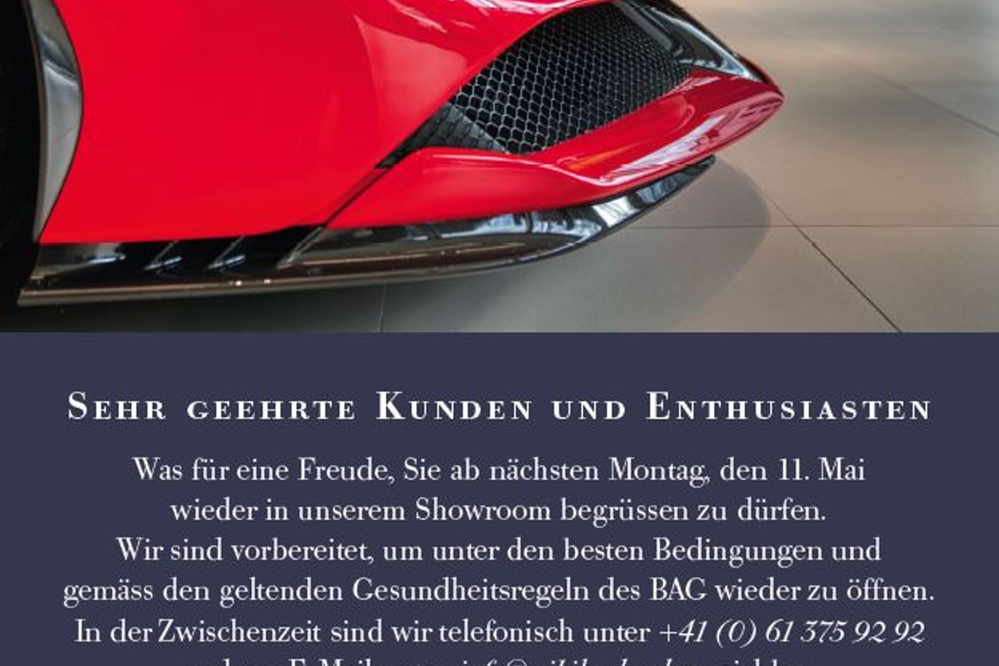 Reopening Niki Hasler AG Showroom ab Montag, 11. Mai 2020